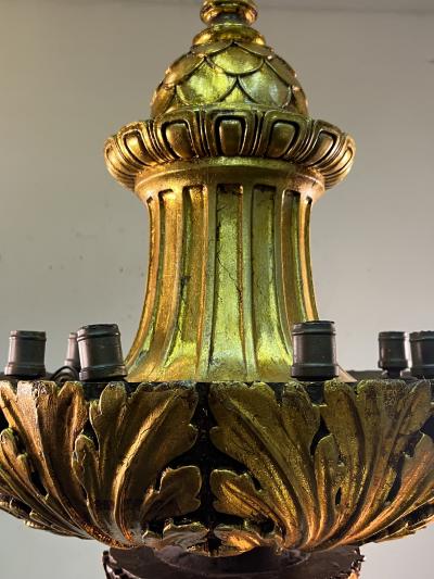  Edward F Caldwell Co Caldwell Lighting MAGNIFICIENT PAIR OF 19TH CENTURY GILT CARVED WOOD CHANDELIERS BY E F CALDWELL