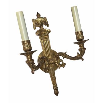  Edward F Caldwell Co Caldwell Lighting Pair of 19c Style Neoclassical Two Light Wall Sconces