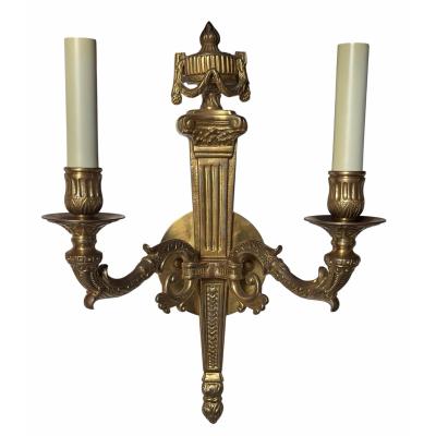 Edward F Caldwell Co Caldwell Lighting Pair of 19c Style Neoclassical Two Light Wall Sconces
