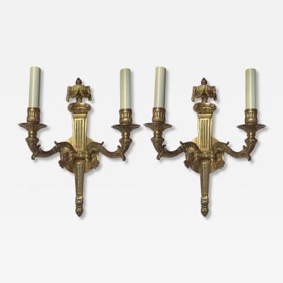  Edward F Caldwell Co Caldwell Lighting Pair of 19c Style Neoclassical Two Light Wall Sconces