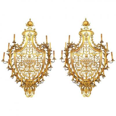  Edward F Caldwell Co Caldwell Lighting Pair of Caldwell French Empire Style Ormolu Wall Sconces