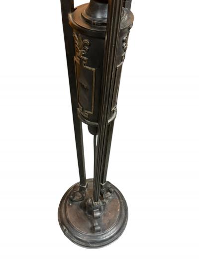  Edward F Caldwell Co Caldwell Lighting SUPERB PAIR OF PATINATED BRONZE FIGURAL BRASS RAM HEAD NEOCLASSICAL TORCHIERES