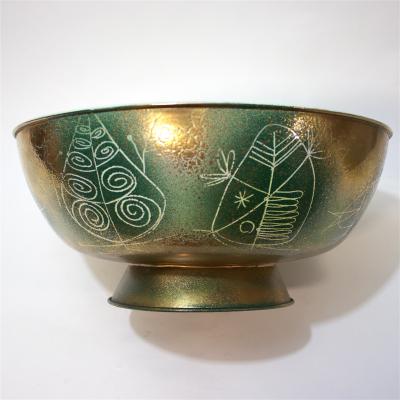  Edward Winter Enamel and Gold Metal Punch Bowl by Edward Winter USA 1950