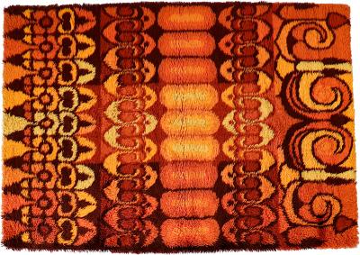  Ege Rya Danish Modern Hand Knotted Orange Rug by Rya