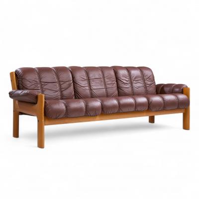  Ekornes ASA Ekornes Mid Century Norwegian Teak and Leather Montana Sofa