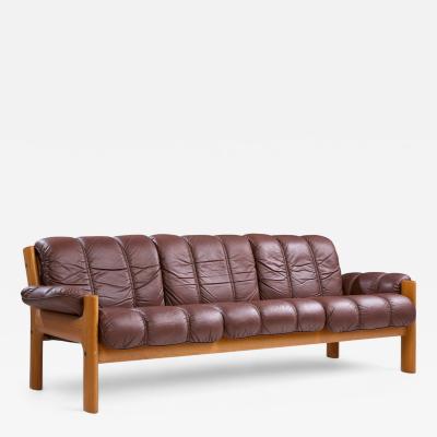  Ekornes ASA Ekornes Mid Century Norwegian Teak and Leather Montana Sofa