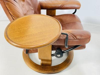  Ekornes Stressless Consul Lounge Chair Ottoman With Tray by Ekornes Stressless Norway 1980s