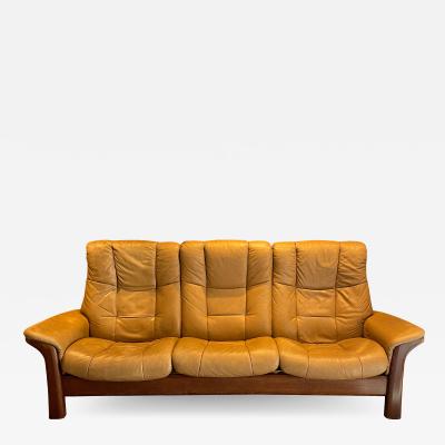  Ekornes Stressless Ekornes Sleek Stressless Reclining Sofa Tan Leather 3 Seater Windsor High Back