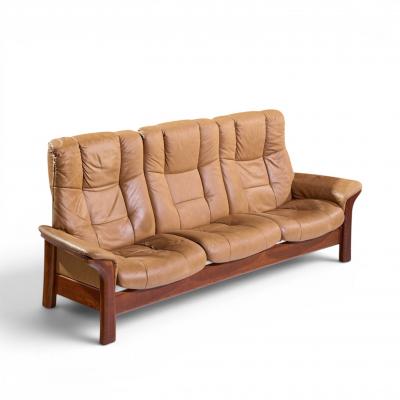  Ekornes Stressless Ekornes Stressless Mid Century Buckingham Leather Reclining Sofa