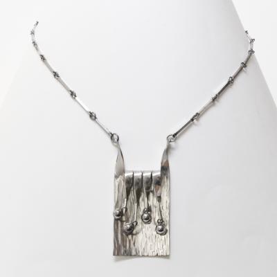  Eksjo Scandinavian Modern Silver Necklace and Pendant by Eksjo