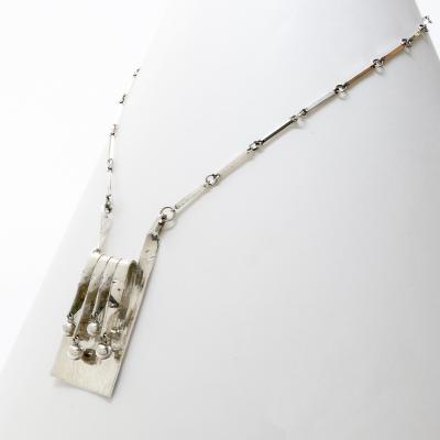  Eksjo Scandinavian Modern Silver Necklace and Pendant by Eksjo