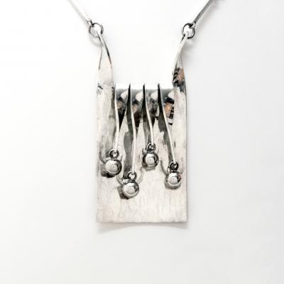  Eksjo Scandinavian Modern Silver Necklace and Pendant by Eksjo