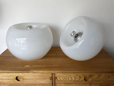  Eleanore Peduzzi Riva Space Age Pair of Vacuna Murano Glass Lamps by Artemide Italy 1968