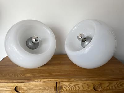  Eleanore Peduzzi Riva Space Age Pair of Vacuna Murano Glass Lamps by Artemide Italy 1968