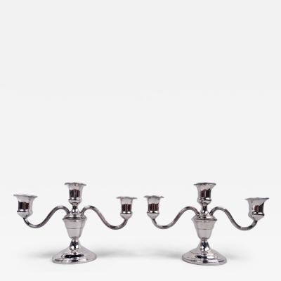  Elgin Silversmith Co Pair of American Traditional Sterling Silver 3 Light Candelabra
