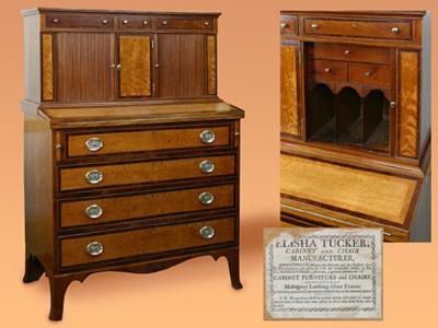 Elisha Tucker FEDERAL TAMBOUR DESK MADE BY ELISHA TUCKER