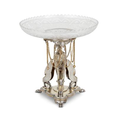  Elkington Co A parcel gilt and electroplated epergnes suite by Elkington Co 