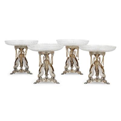  Elkington Co A parcel gilt and electroplated epergnes suite by Elkington Co 