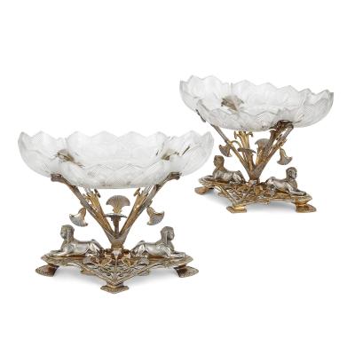  Elkington Co A parcel gilt and electroplated epergnes suite by Elkington Co 