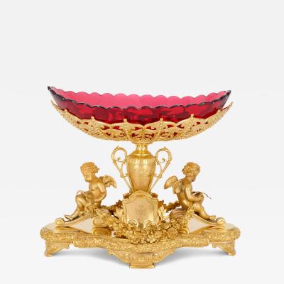  Elkington Co Antique gilt metal and glass centrepiece bowl by Elkington Co 