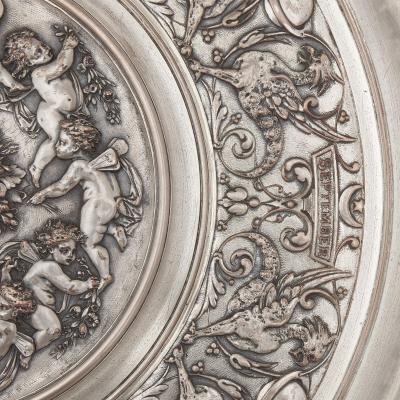  Elkington Co Elkington Co pair of silver plated chargers of The Seasons