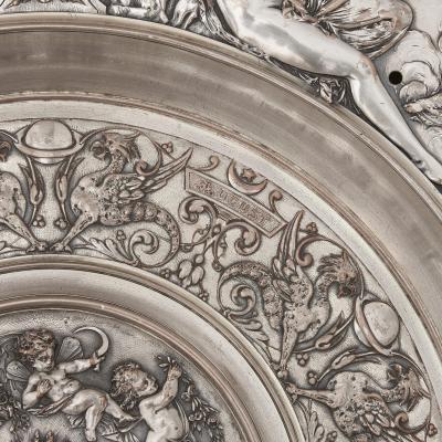  Elkington Co Elkington Co pair of silver plated chargers of The Seasons