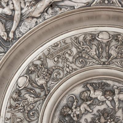  Elkington Co Elkington Co pair of silver plated chargers of The Seasons