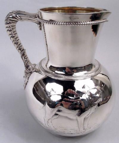  Elkington Co Elkington Victorian Classical Sterling Silver Bulldog Water Pitcher