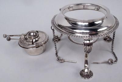 Elkington Co English Edwardian Georgian Sterling Silver Kettle on Stand 1904
