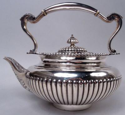 Elkington Co English Edwardian Georgian Sterling Silver Kettle on Stand 1904