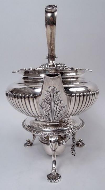 Elkington Co English Edwardian Georgian Sterling Silver Kettle on Stand 1904