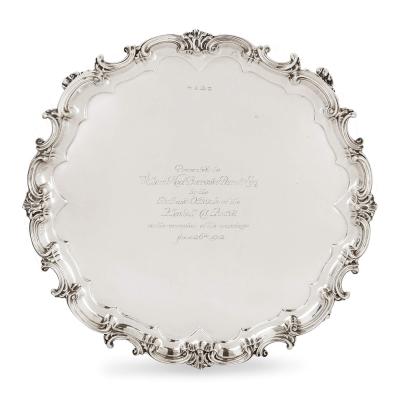  Elkington Co English Sterling silver tray with case by Elkington