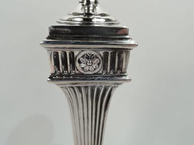  Elkington Co Pair of English Victorian Classical Sterling Silver Candlesticks 1894