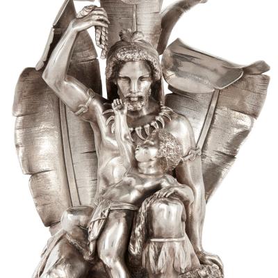  Elkington Co Pair of figural candelabra by Elkington Mason Co