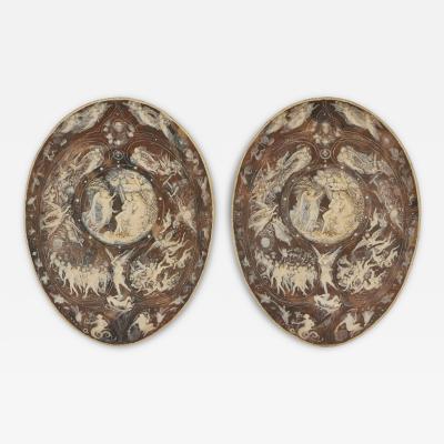  Elkington Co Two English antique Milton shields in the style of Elkington
