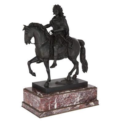  Elkington Co Very large antique English bronze sculpture of Louis XIV by Elkington Co
