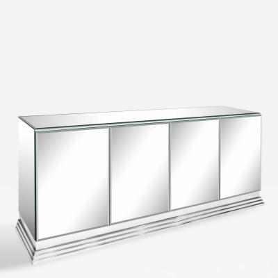  Ello 4 Door Mirrored Credenza with Steel Base by Ello