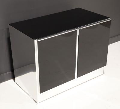 Ello Furniture Co Ello Black Glass Top Sideboard Cabinet with Chrome Trim