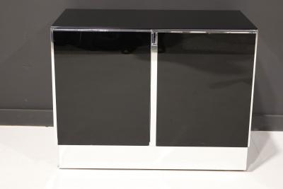 Ello Furniture Co Ello Black Glass Top Sideboard Cabinet with Chrome Trim