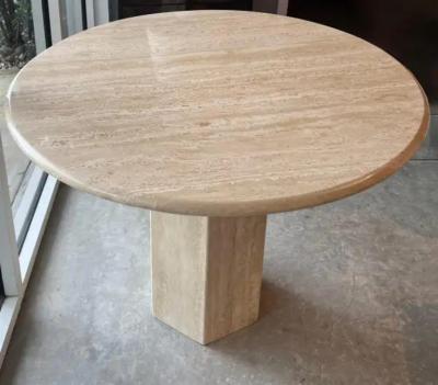  Ello Furniture Co Vintage Italian Post Modern Polished Travertine Dining Table