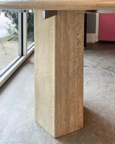  Ello Furniture Co Vintage Italian Post Modern Polished Travertine Dining Table