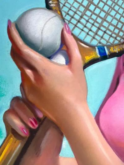  Elsie Julia Miller Blond Pin up with Perfect Smile Tennis Racket Women Illustrators