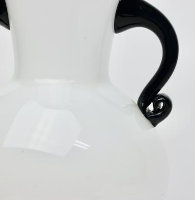  Empoli Empoli Italian Black and White Art Glass Vase Italy 1960