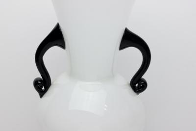  Empoli Empoli Italian Black and White Art Glass Vase Italy 1960