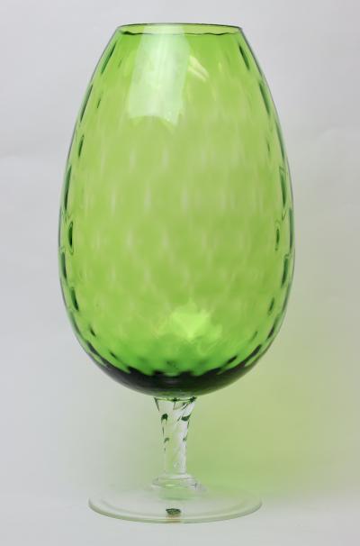  Empoli Large Emerald Green Color Bulbous Glass Vase by Empoli 1960 Italy