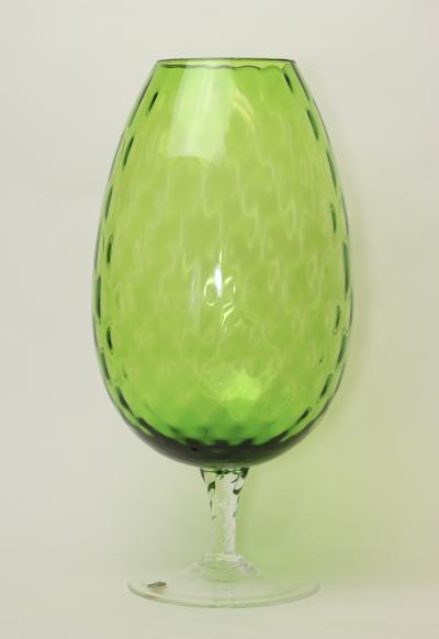  Empoli Large Emerald Green Color Bulbous Glass Vase by Empoli 1960 Italy