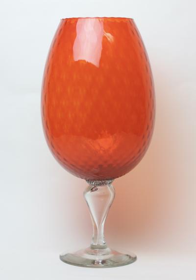  Empoli Large Tangerine Color Bulbous Glass Vase by Empoli 1960 Italy