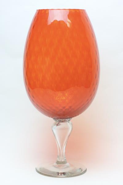  Empoli Large Tangerine Color Bulbous Glass Vase by Empoli 1960 Italy
