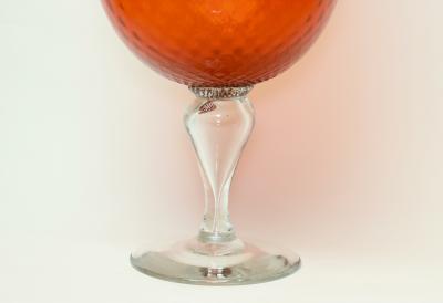  Empoli Large Tangerine Color Bulbous Glass Vase by Empoli 1960 Italy