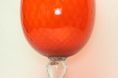  Empoli Large Tangerine Color Bulbous Glass Vase by Empoli 1960 Italy